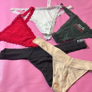 Victoria's Secret Lace Thong Collection in Red, Gray, Green, and Black